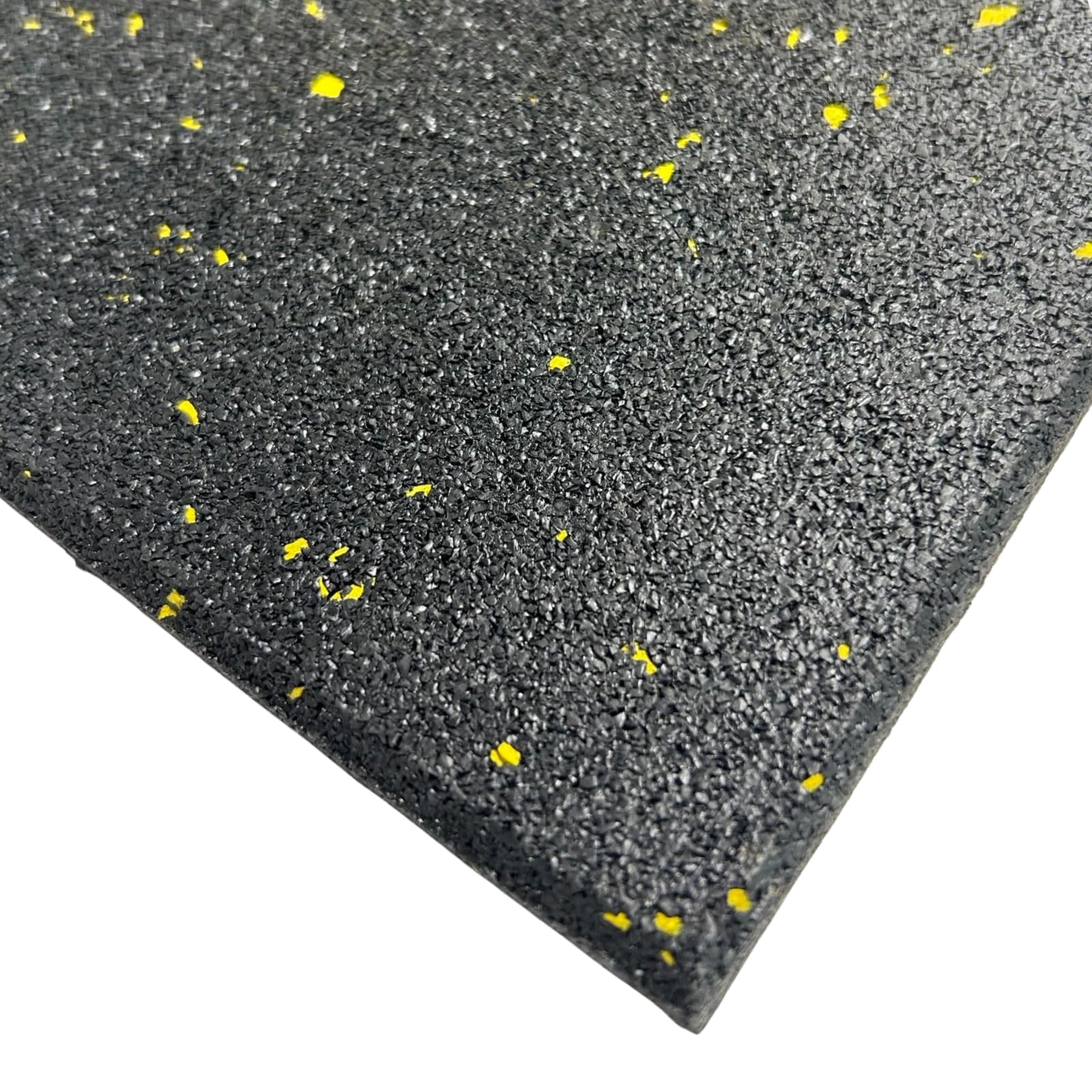 Rubber Crumb Gym Floor Tiles - Commercial Grade Gym Mats - 1m x 1m (Yellow Fleck, 10mm)