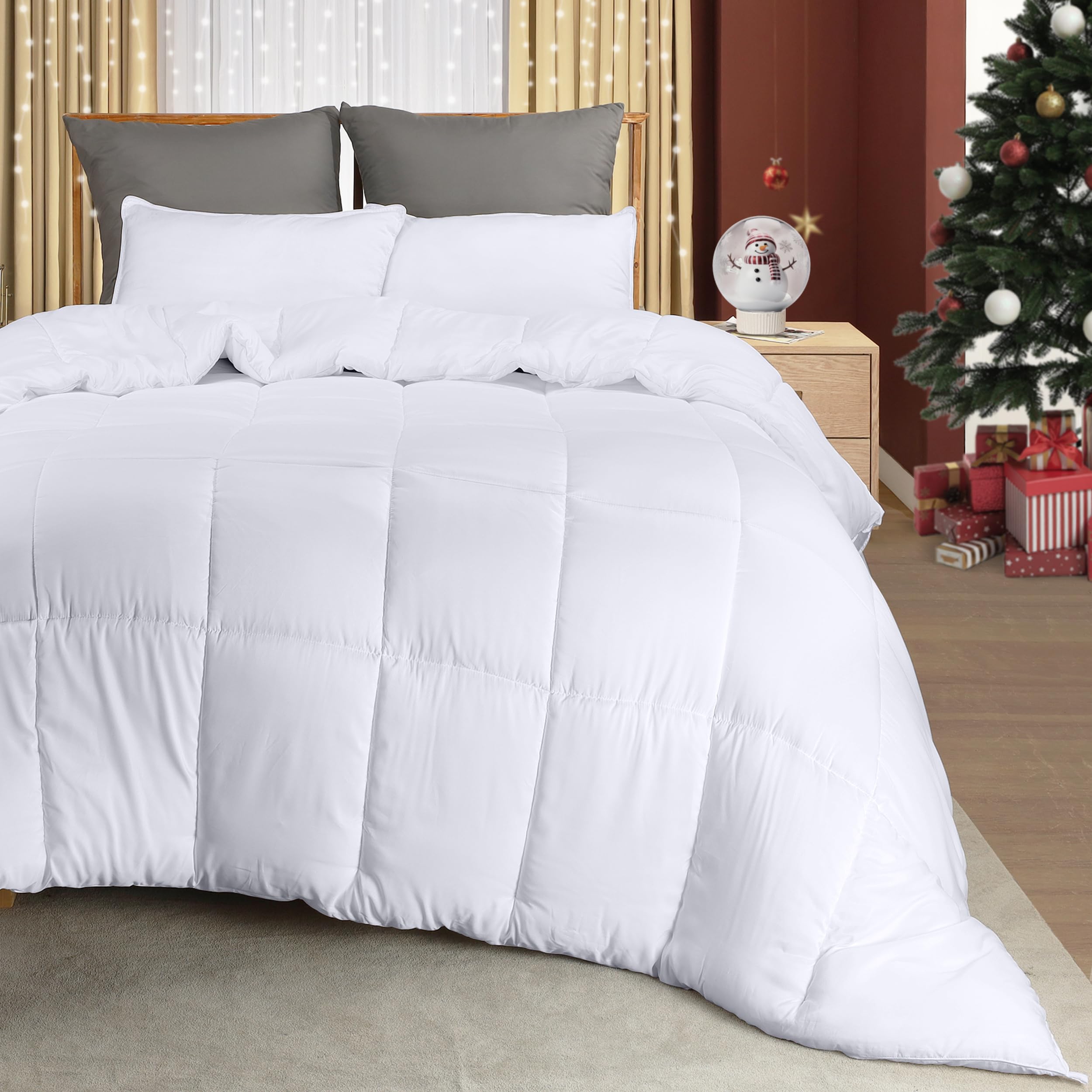 Utopia Bedding Piumino 240x260 cm, Piumone Letto Matrimoniale, 100% Imbottitura in Fibra Cava, Trapunta in Microfibra per Tutte Le Stagioni (Bianco)