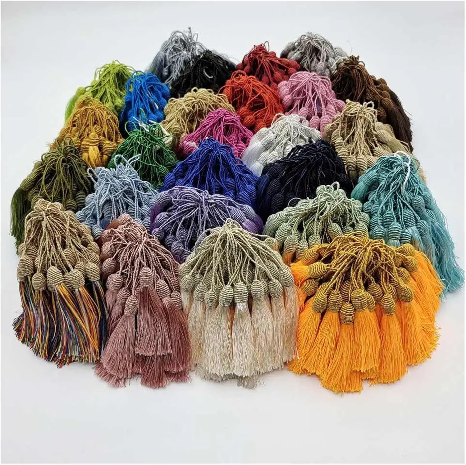 Tassels 15cm Hanging Rope Silk Tassels Fringe Sewing Bang Tassel Trim Key Tassels for DIY Embellish Curtain Accessories for Bookmarks(Color:Fruit Green 24,Size:50PCS)