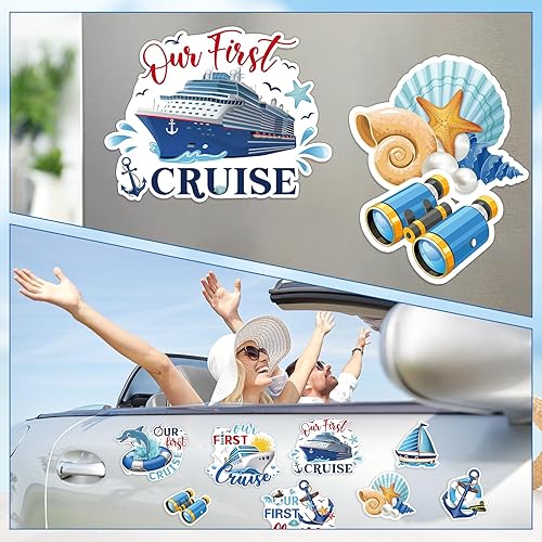 Miniatura 6 de Kanayu 12 imanes de decoración para puerta de crucero, diseño de barco de navegación marítima, automóvil, refrigerador, calcomanías, ancla, puerta