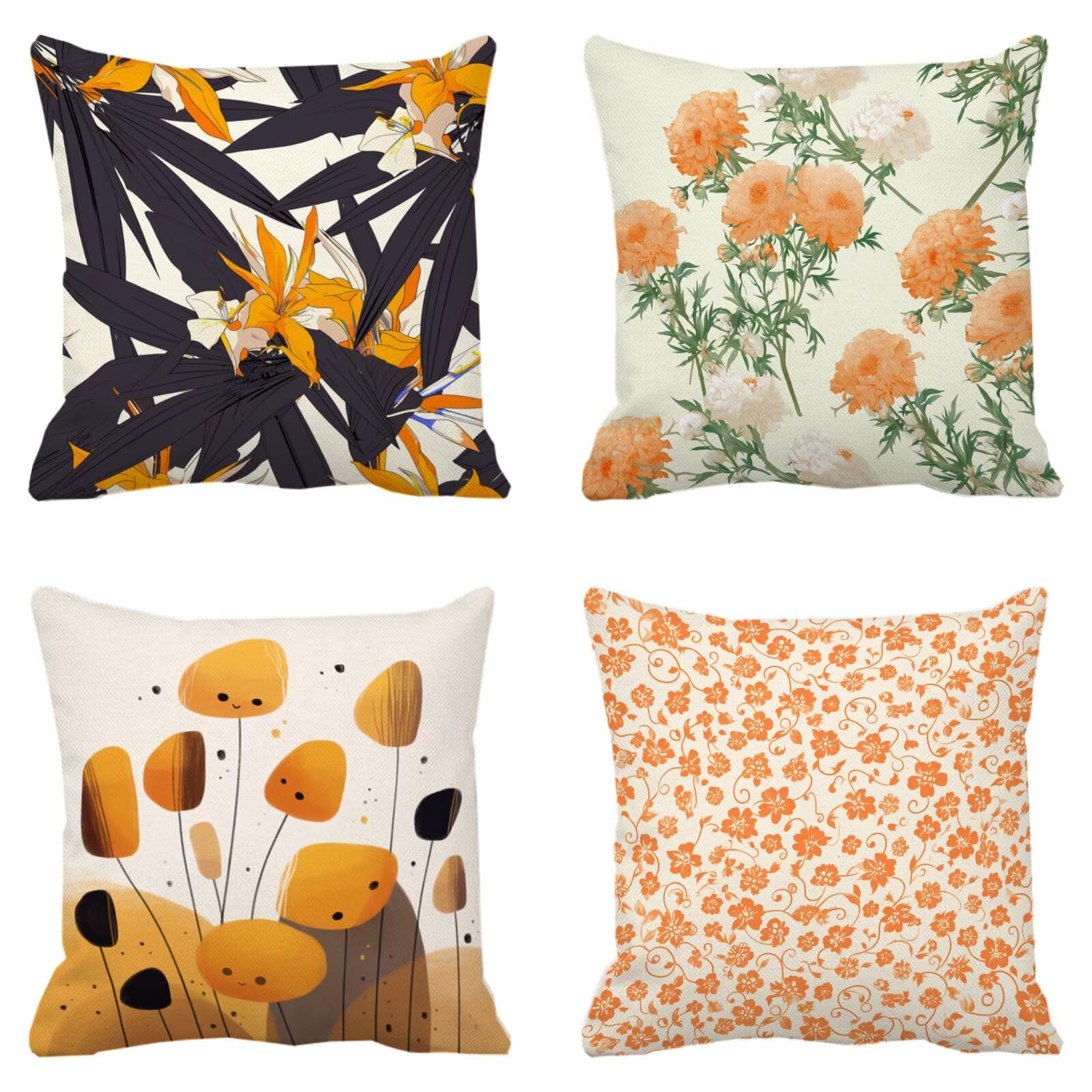 Federe Cuscini Divano 45x45cm, Federa Cuscino Giallo Fiori Quadrati Copricuscini Super Morbido Copri Cuscini Per Divano, Cuscino Decorativo da Esterno Giardini, Per Soggiorno Camera Divani Sedie P-303