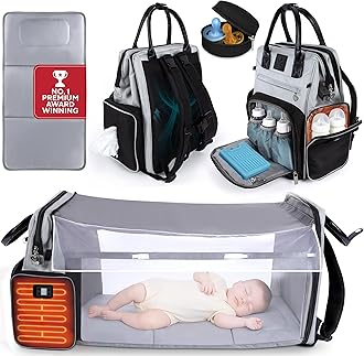 Award-Winning Baby Diaper Bag Backpack –Large Diaper Bag Backpack with Changing Station, Heated Bottle Pockets, Premium All-in-One Multifunction, Eco-Friendly Evergreen Winner Baby Essentials, Gift