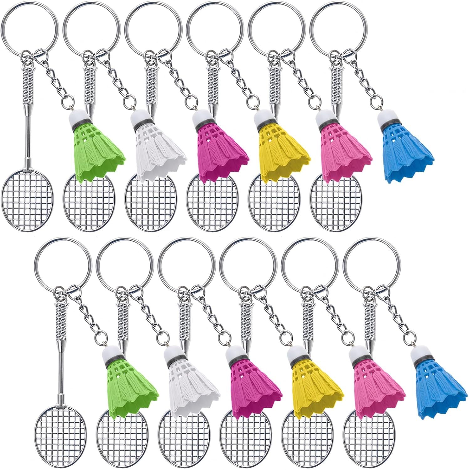 Aspire 24 Pieces Badminton Key Chains, Sports Key Ring, Kids Party Favors School Carnival Prizes