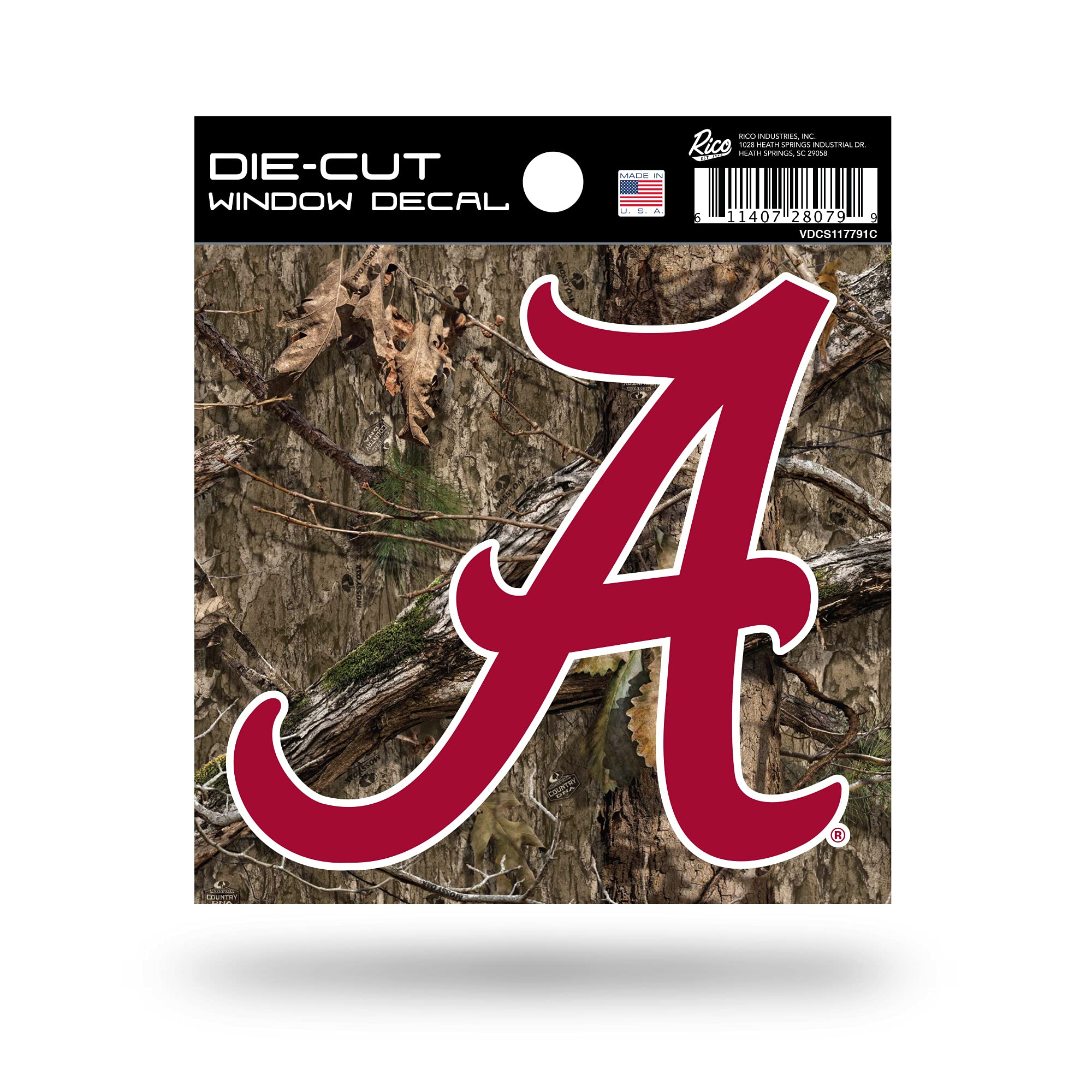 Rico Industries Alabama Crimson Tide - Camo Ncaa Alabama Crimson Tide Primary Logo On Camo 4" X 4" Sports Decal