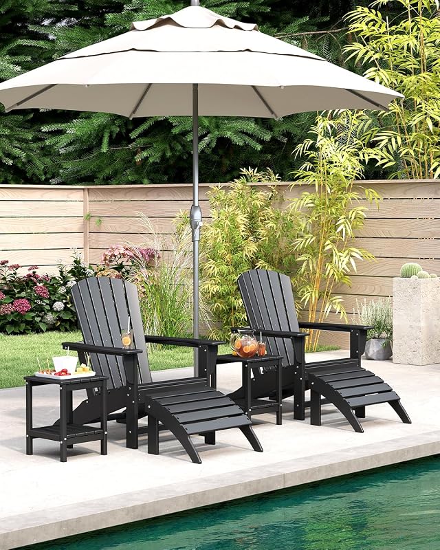 BRIOPAWS Oversized-Adirondack-Chairs Set of 2 | HDPE | All Weather | Black image 2