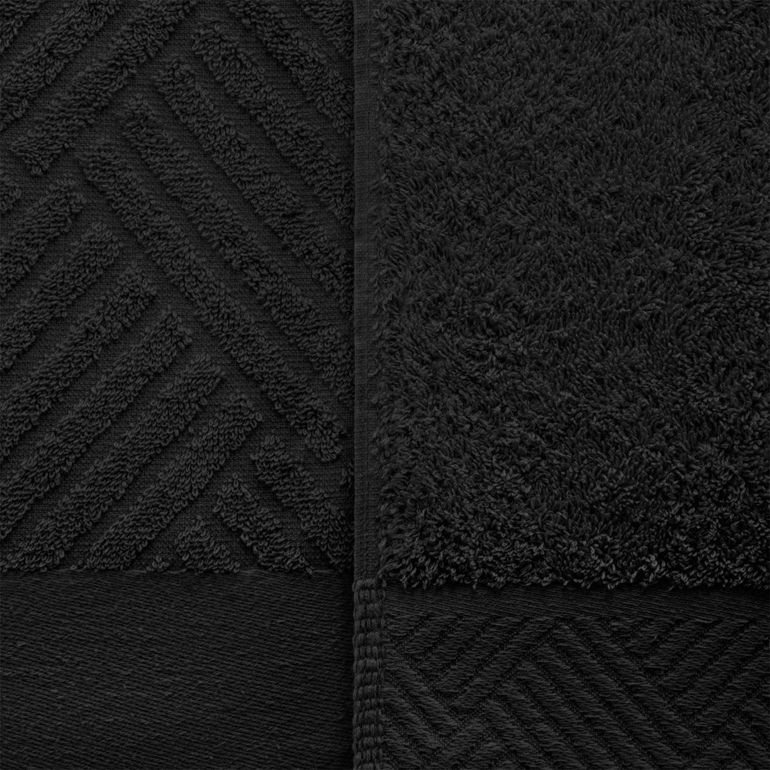 BLUENILEMILLS Egyptian Cotton 6 PC Basket Weave- Jacquard and Solid Towel Set, Premium Quality, Ultra Soft -Trendy Colors (2 face+2 Hand+2 Bath)