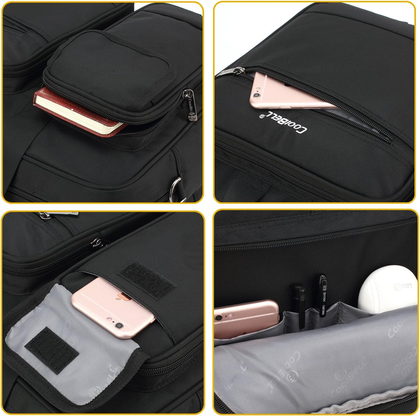 Uр Tо 50% оƒƒ CoolBELL 17.3 Inch Laptop Briefcase Protective Messenger Bag Nylon Shoulder Bag Multi-Functional Hand Bag for Laptop/Ultrabook/Tablet/MacBook/Dell/HP/Men/Women/Business (Black)