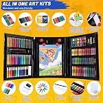 Tout en un art fournitures avec kit de dessin, Origami & Set d'art avec Easel, Crayons colorés, Craies, Dessin & Livre de coloriage, marqueurs aquarelle et plus pour les enfants adolescents filles garçons