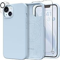 Vista 70 de GONEZ Funda de silicona para iPhone 14 Pro Max, compatible con MagSafe, con protector de pantalla + protector de lente de cámara, silicona líquida a