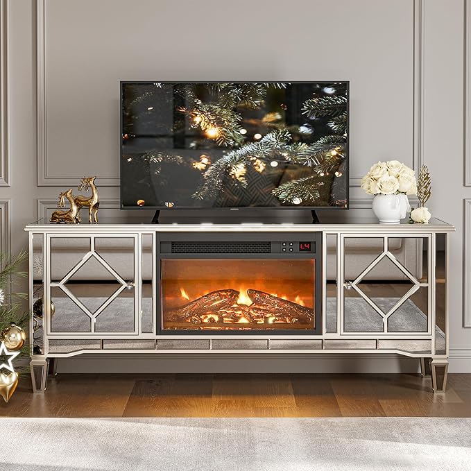 Soporte para TV IKIFLY con chimenea eléctrica plateado miniatura 8