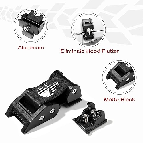 Miniatura 20 de Seven Sparta Pestillos de aluminio para capó compatibles con Jeep Wrangler JK/JKU 2007-2017, JL/JLU 2018-2022 y Jeep Gladiator 2020-2022, 1 par
