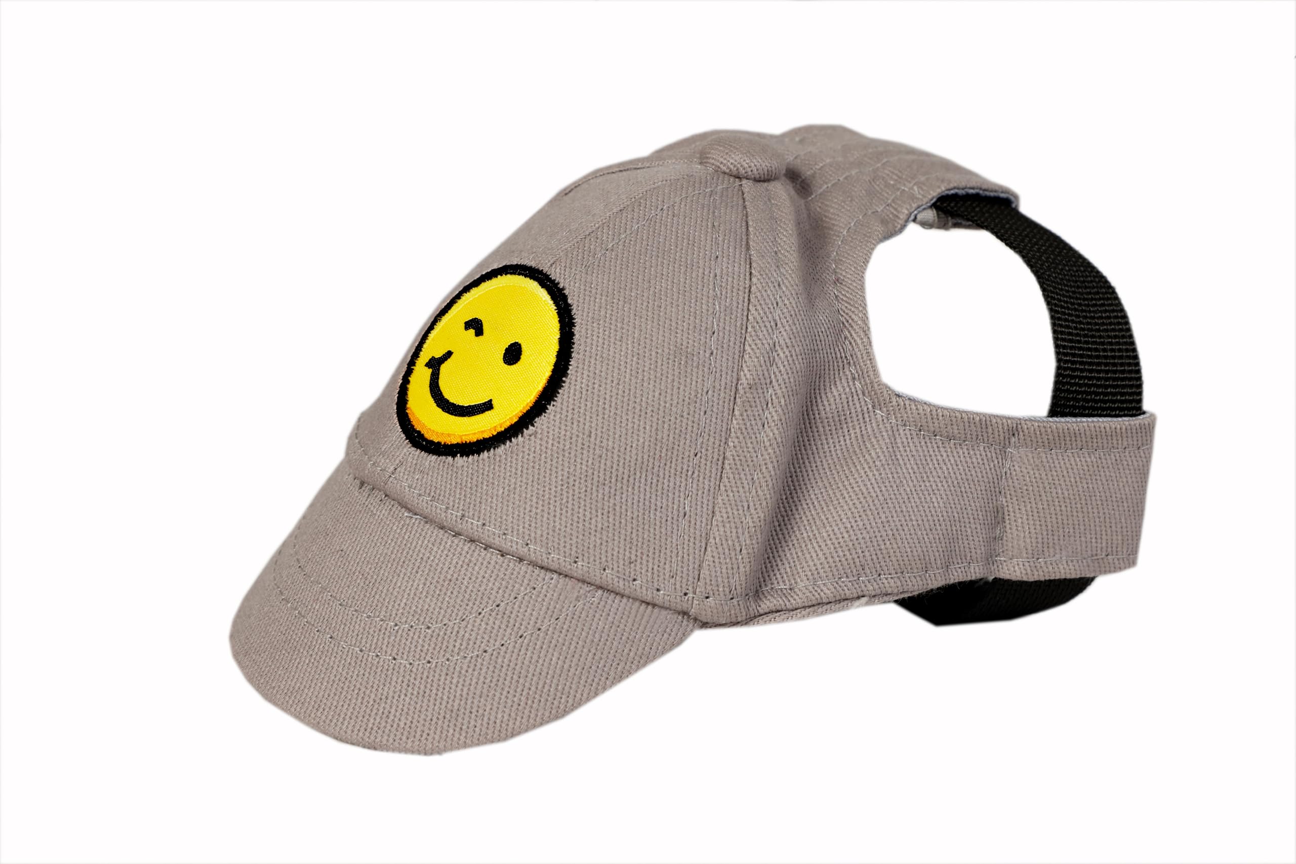 Infispace Baseball Cap for Dogs & Cats with Adjustable Strap | Pet Smile Hat (Pack of 1) (Grey, L)