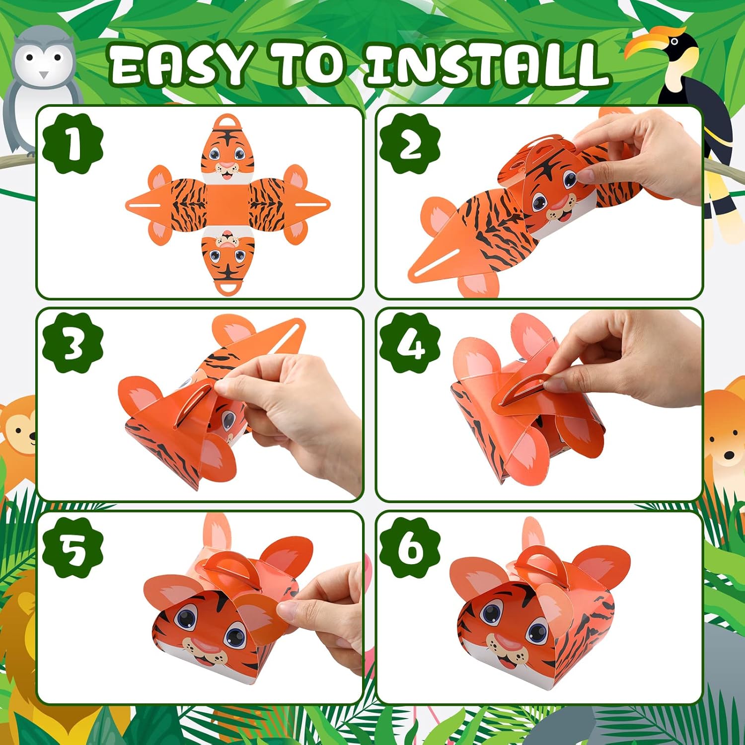 TaoBary 40 Pack Jungle Safari Animals Party Favor Boxes Small Zoo Animals Theme Happy Birthday Goodies Treat Boxes Candy Gift Bags Bulk for Kids Baby Shower School Decorations Supplies - Image 6