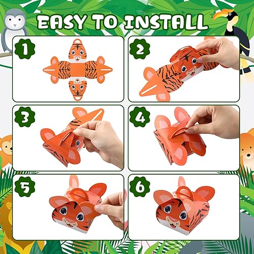 Miniatura 6 de TaoBary Paquete de 40 cajas de recuerdos de fiesta de animales de safari de la selva pequeños con temática de animales de zoológico de feliz