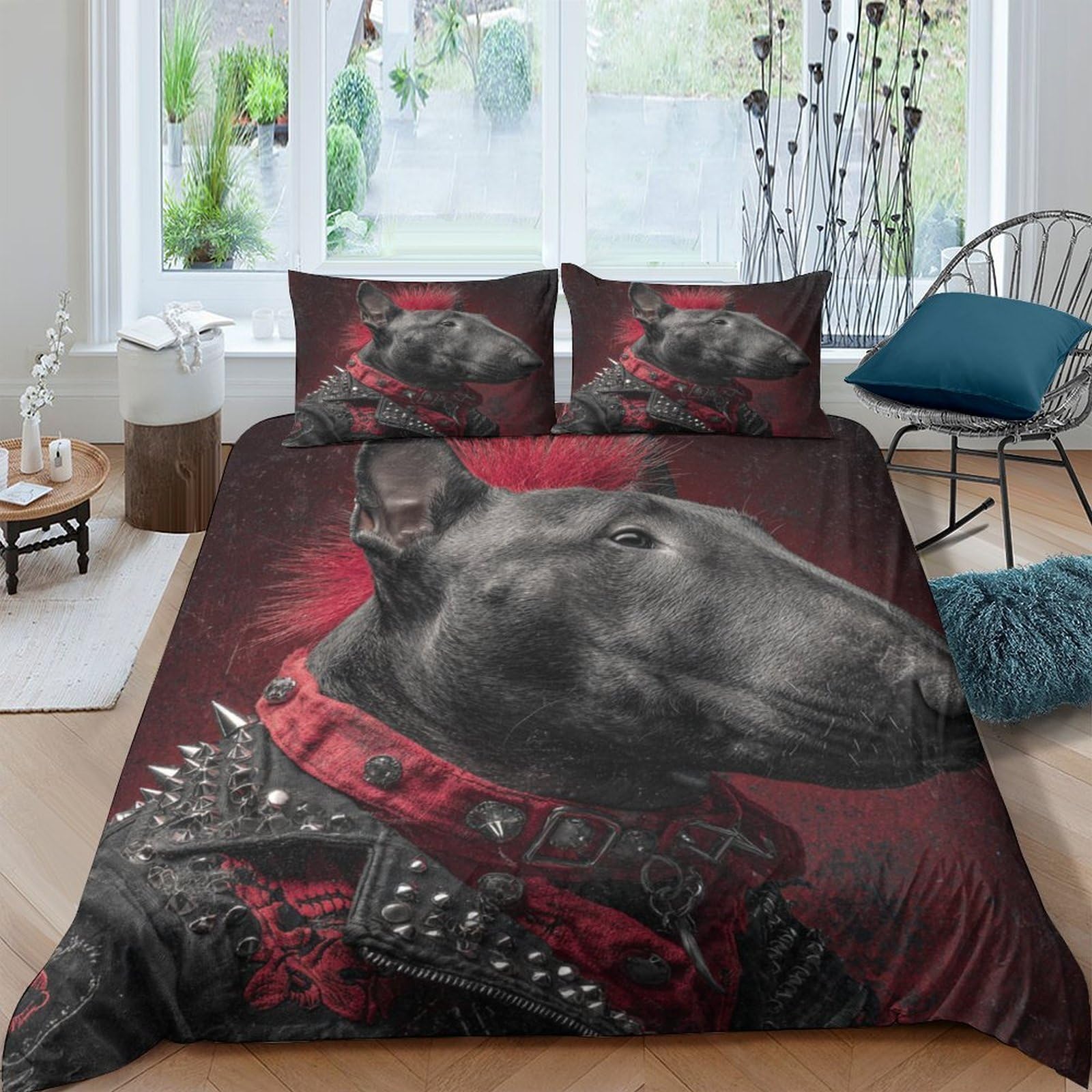 Ctjqhvkz Style-6 3D Printed Punk Bull Terrier Fitted Sheet Microfiber Soft Mattress Cover For Bedroom Dorm Artistic Decor Protection Single（135X200cm）