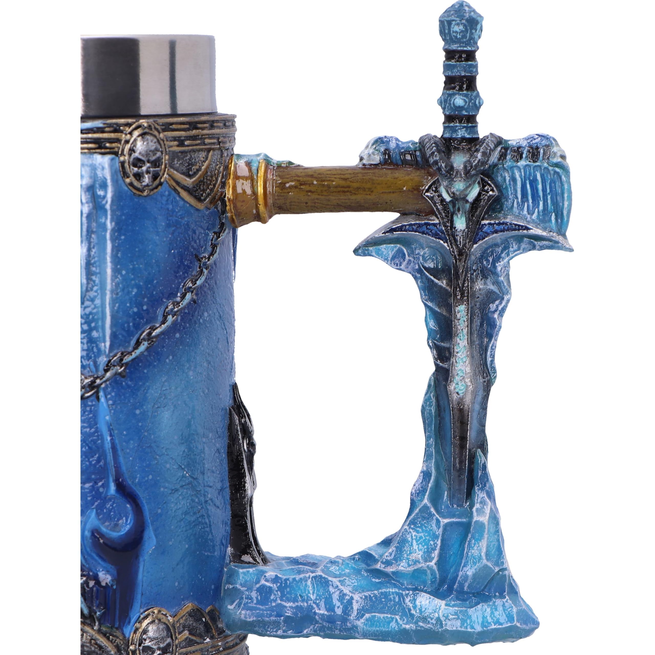Nemesis Now World of Warcraft - Jarra de cerveza The Lich King, resina, azul, oficial de World of Warcraft, inserto de acero inoxidable extraíble, fundido en la mejor resina, pintado a mano por
