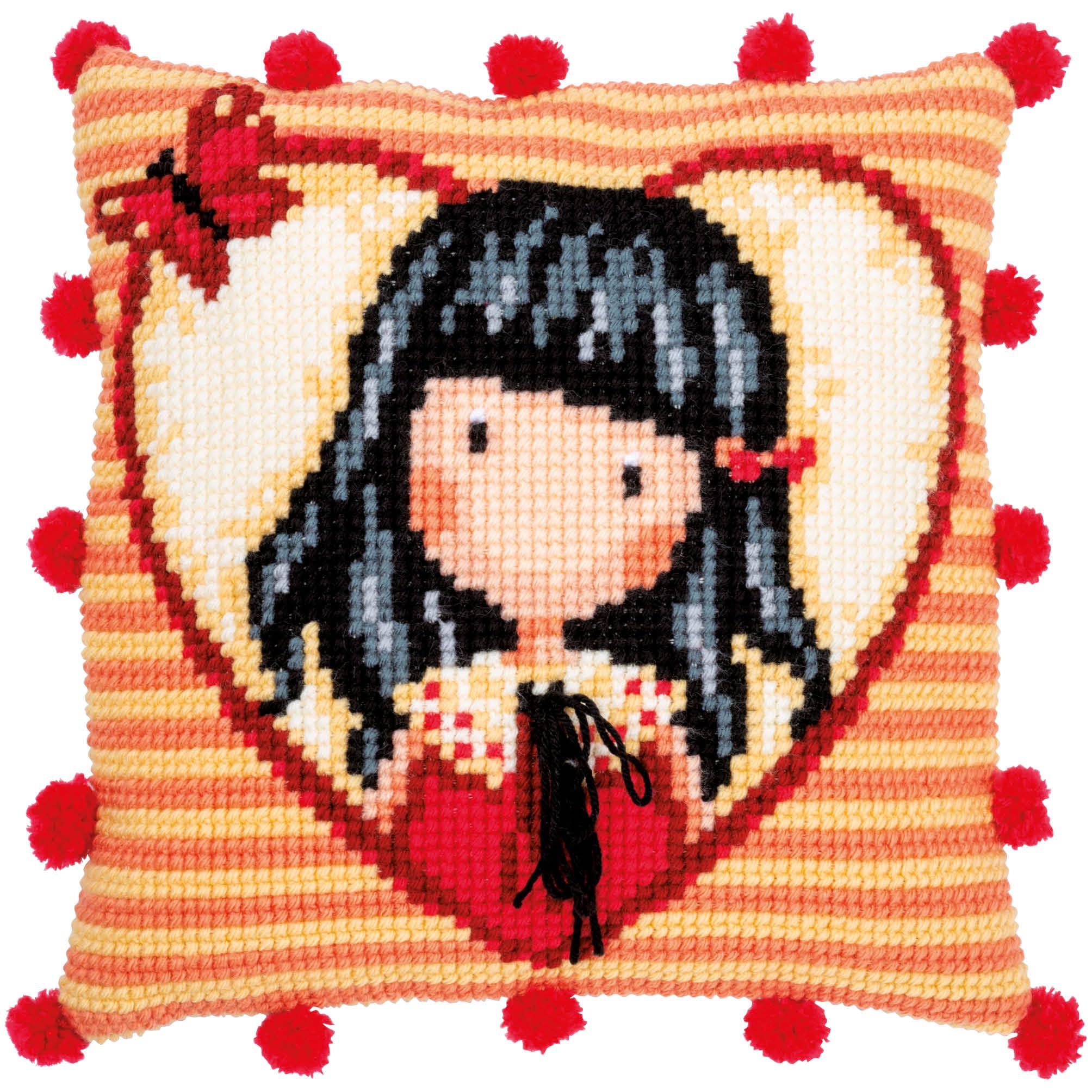 Gorjuss Time To Fly Printed Cross Stitch Cushion Kit - Vervaco