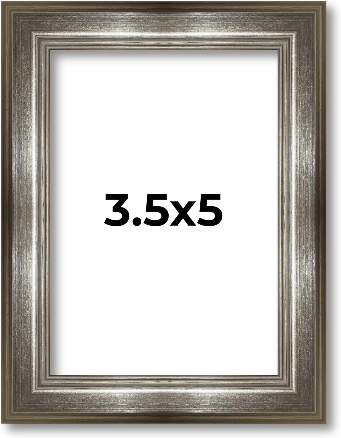 Picture Frame Moulding (Wood) 100ft bundle - Contemporary Antique Silver Finish - 0.75 width - 3/8 rabbet depth