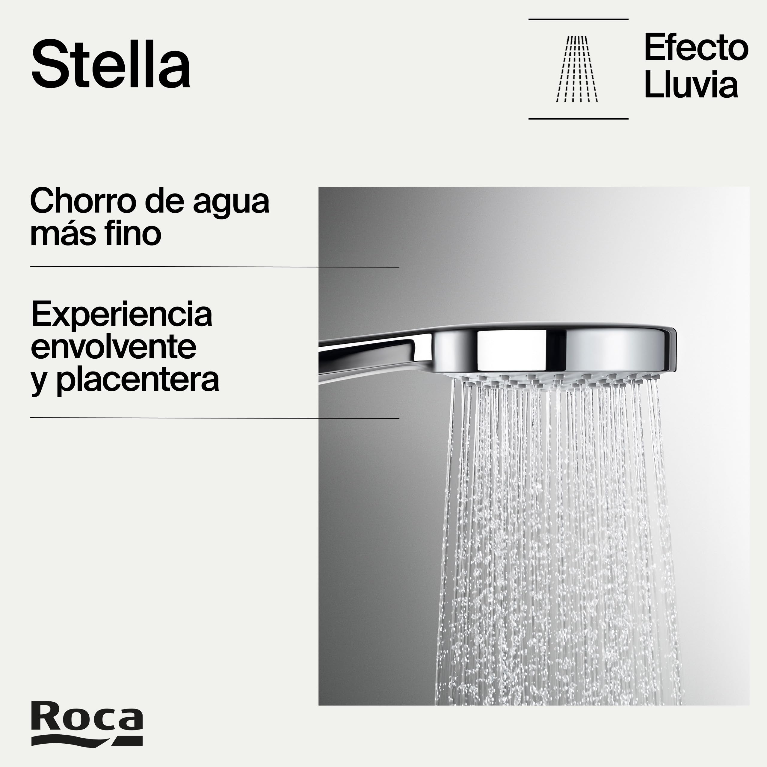 Roca,Stella,Kit de ducha. Incluye ducha de mano de 80 mm de 1 función, barra de 700 mm, soporte regulable para ducha de mano y flexible de PVC de 1,70 m,A5B9403C00