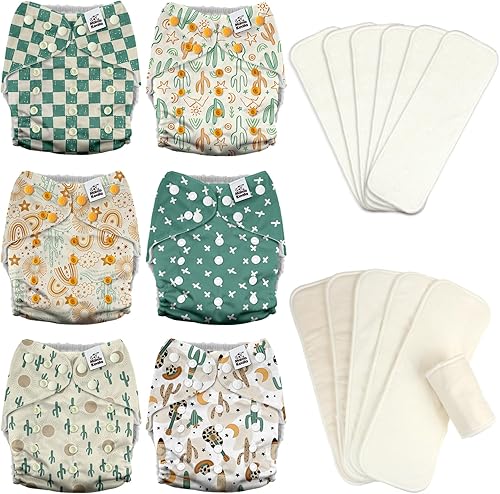 Mama Koala 3.0 Pañales de tela para bebé con 6 inserciones, con 6 inserciones de algodón de cáñamo Bboo de 6 capas