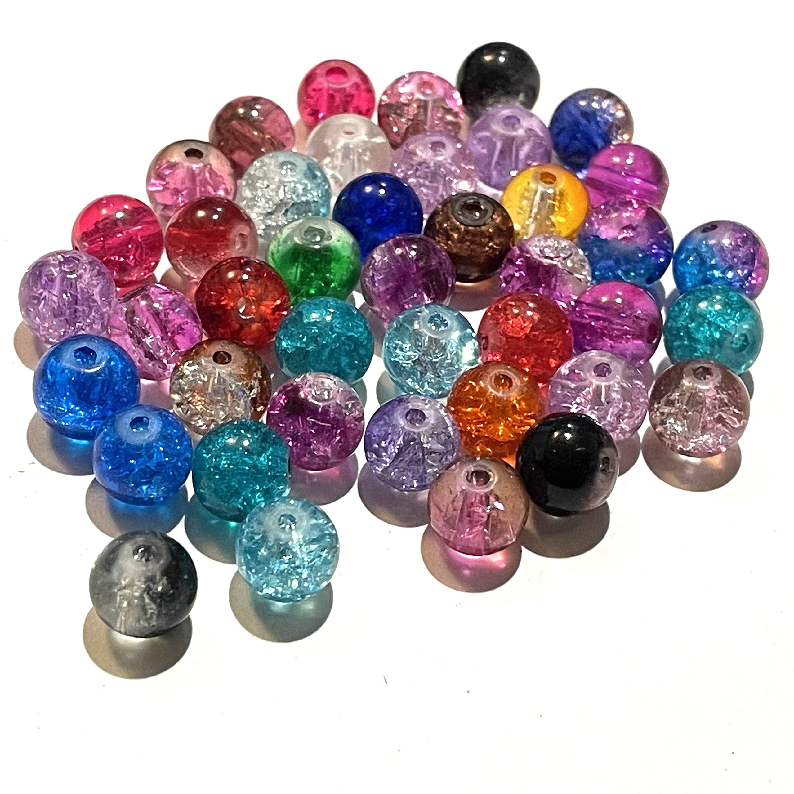 The Bead and Button Box - 100 Beautiful Crackle Beads 8mm Mixed Split Colour. Ideal for Jewellery Making, Home Decor and Other Craft Products