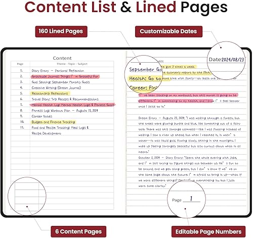 Miniatura 3 de Cuaderno de diario para mujeres y hombres, cuero de tapa dura para escribir, cuaderno A5 para trabajo y toma de notas, perfecto para suministros de