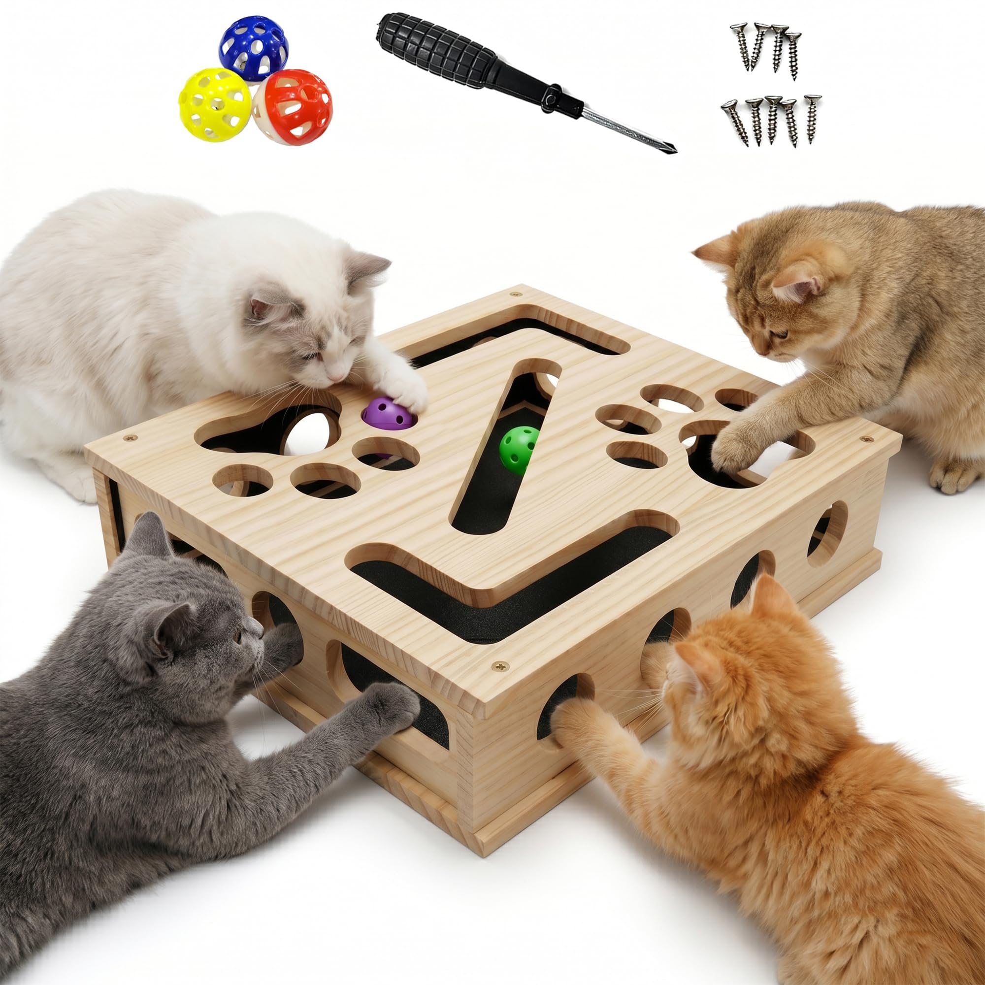 Caja de enriquecimiento para gatos rascador que sustituye cortauñas