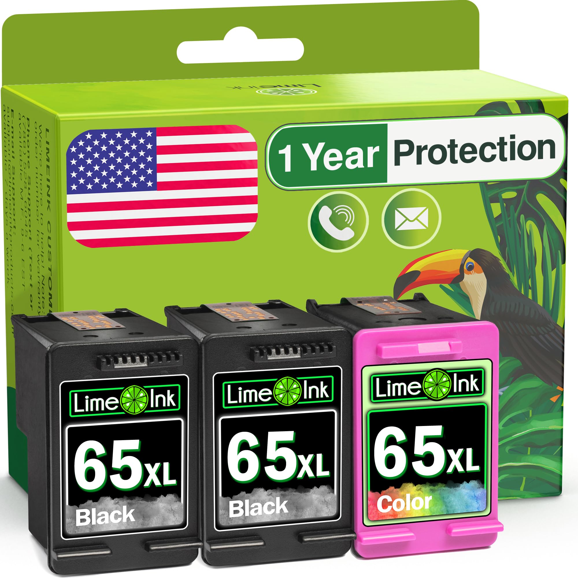 Limeink 65XL Black Color Combo Remanufactured Ink Cartridge Replacement for HP Ink 65 HP65 XL HP65XL for Envy 5055 5052 5010 5070 5014 Deskjet 3755 3772 2600 3752 2652 2655 2622 2640 Printers, 3pk