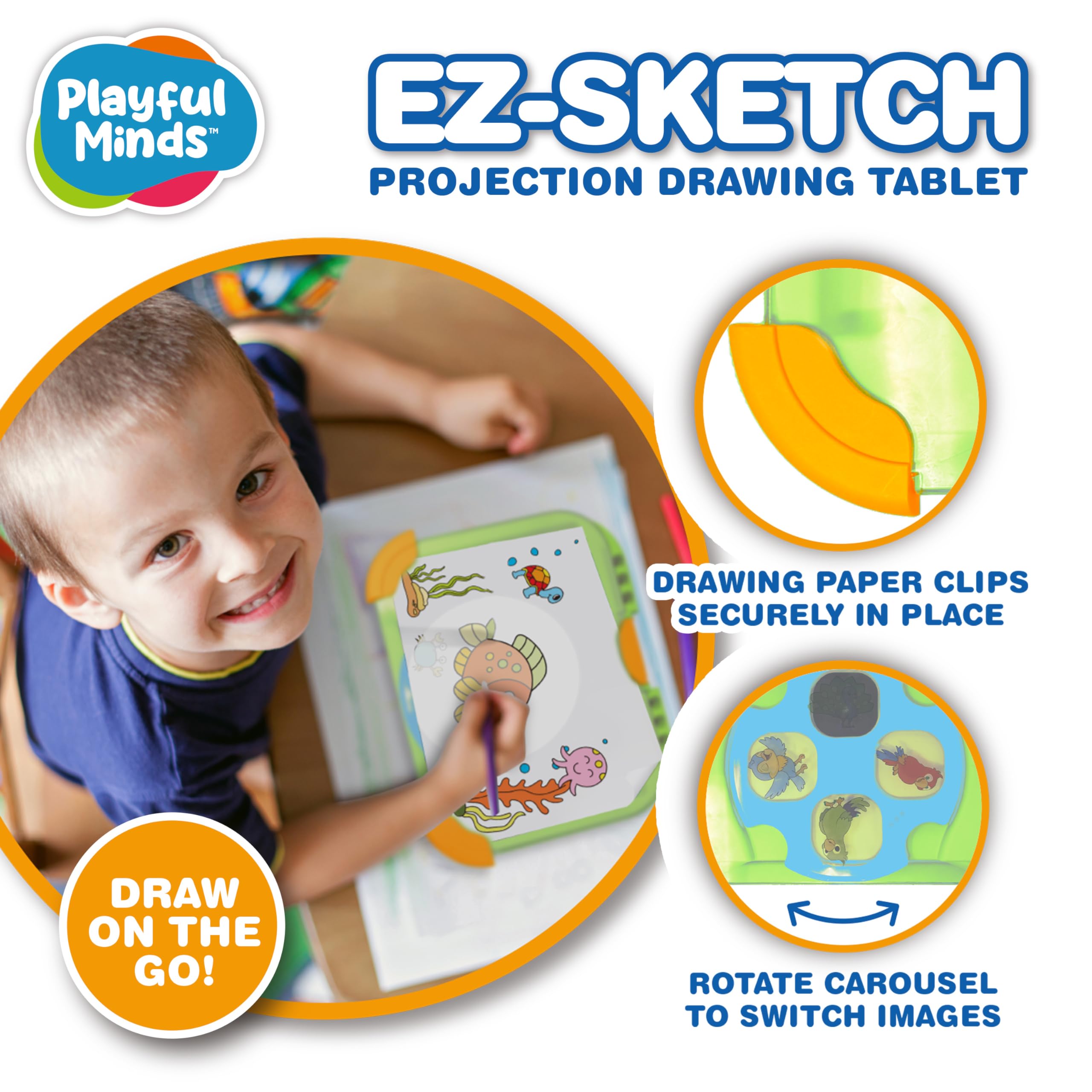 EZ Sketch - Tableta de dibujo proyector, 24 piezas, proyección de luz de rastreo y color para trazar y bocetar, incluye 64 personajes de dibujos animados rastreables, 6 marcadores 8
