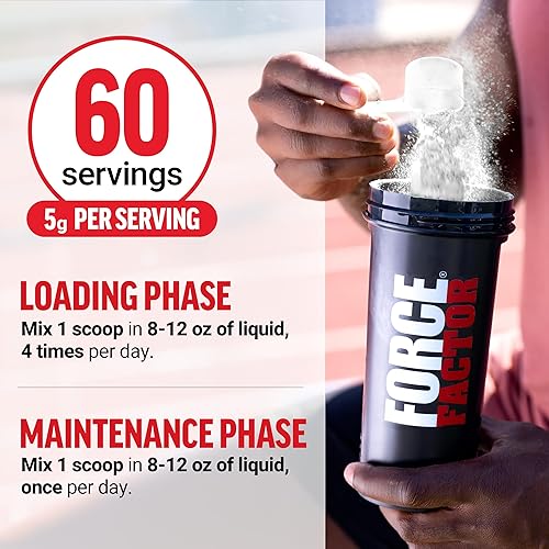 Miniatura 4 de Force Factor Monohidrato de creatina en polvo, dosis micronizada de 0.18 oz para apoyar el crecimiento muscular, la fuerza, la recuperación, la