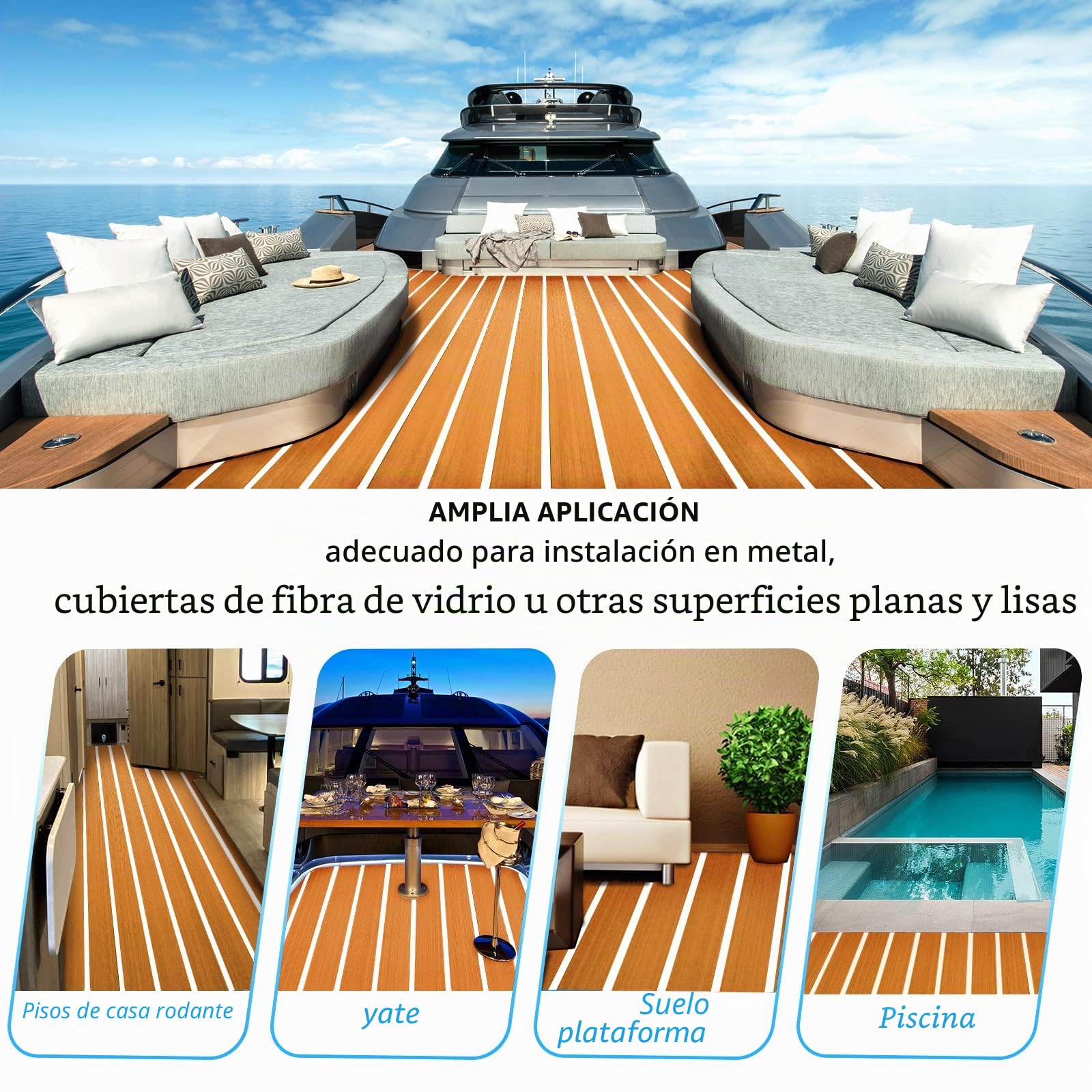 Eva Espuma Barco DIY Piso Decking Pad (90 x 240 cm), Estera de Madera de Teca Marino sintético para embarcaciones