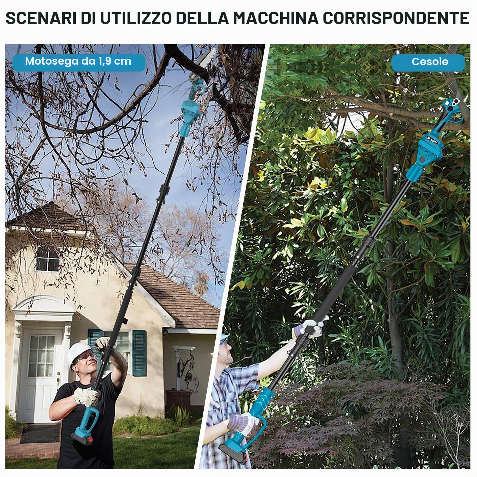 Eznaobo Asta Telescopica Per Potatura a Batteria, Di Prolunga Da , Batteria Makita 18 V, Funzione Rotazione 180 (senza Batteria), 2 M, M