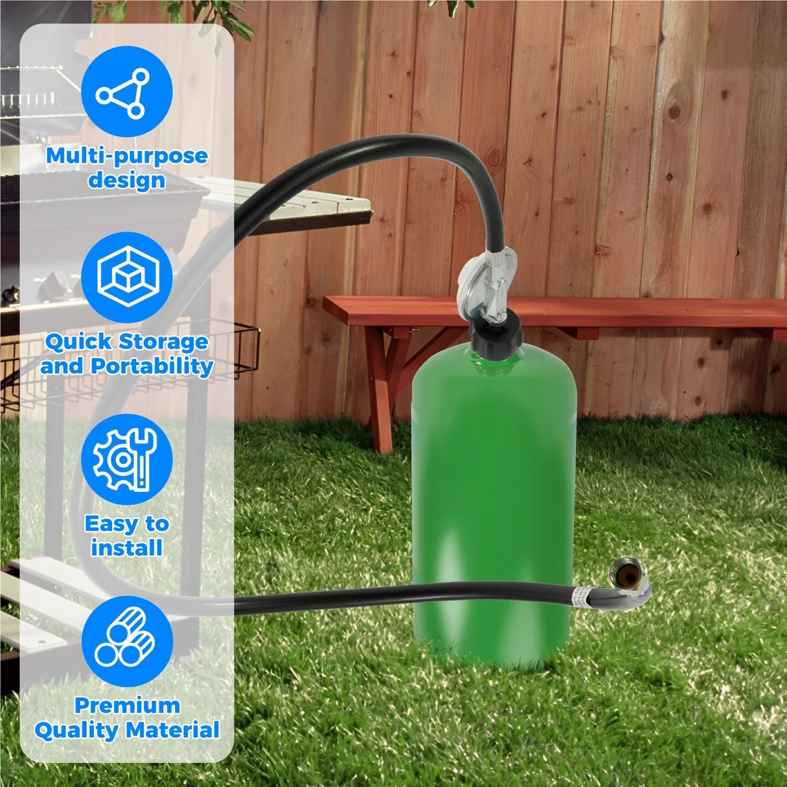 Adaptador de manguera de cilindro regulador de propano con manguera de alta presión para parrilla de gas