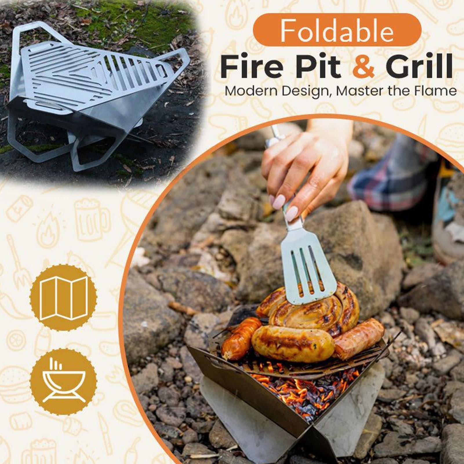 Braciere Portatile Da Campeggio Riscaldatore Pieghevole Portatile | Focolare da Esterno Ripiegabile per Giardino Terrazzo Cortile Barbecue Party con e Adulti