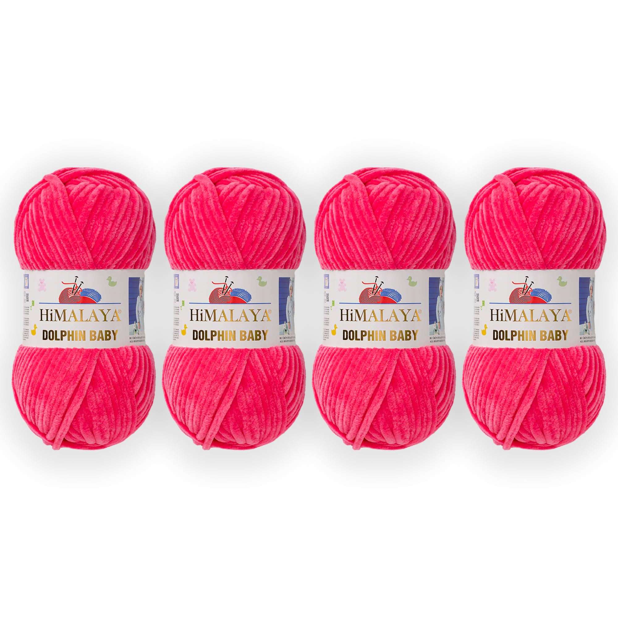 4 Skein/Pack Himalaya Dolphin Baby Chenille Yarn, Each Ball 100 gr (3.5 oz), 120 m (132 Yards), 100% Polyester, Super Bulky Baby Blanket Velvet