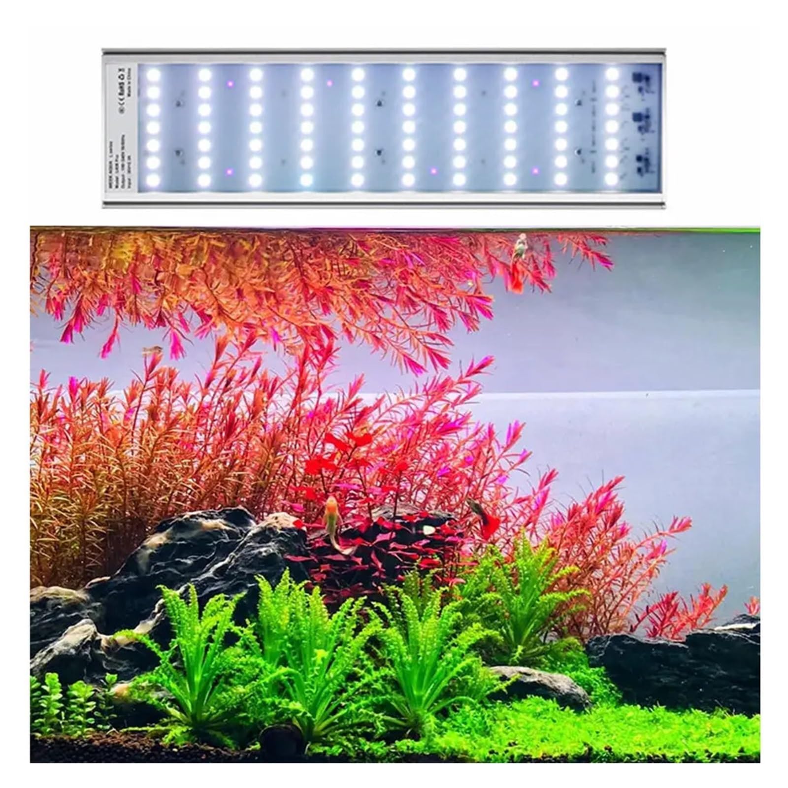 Światło do akwarium, Oświetlenie LED RGB z zegarem cyklu Bezstopniowa ściemniacz Lampa akwariowa do słodkowodnego zbiornika wodnego(L1200K PRO)
