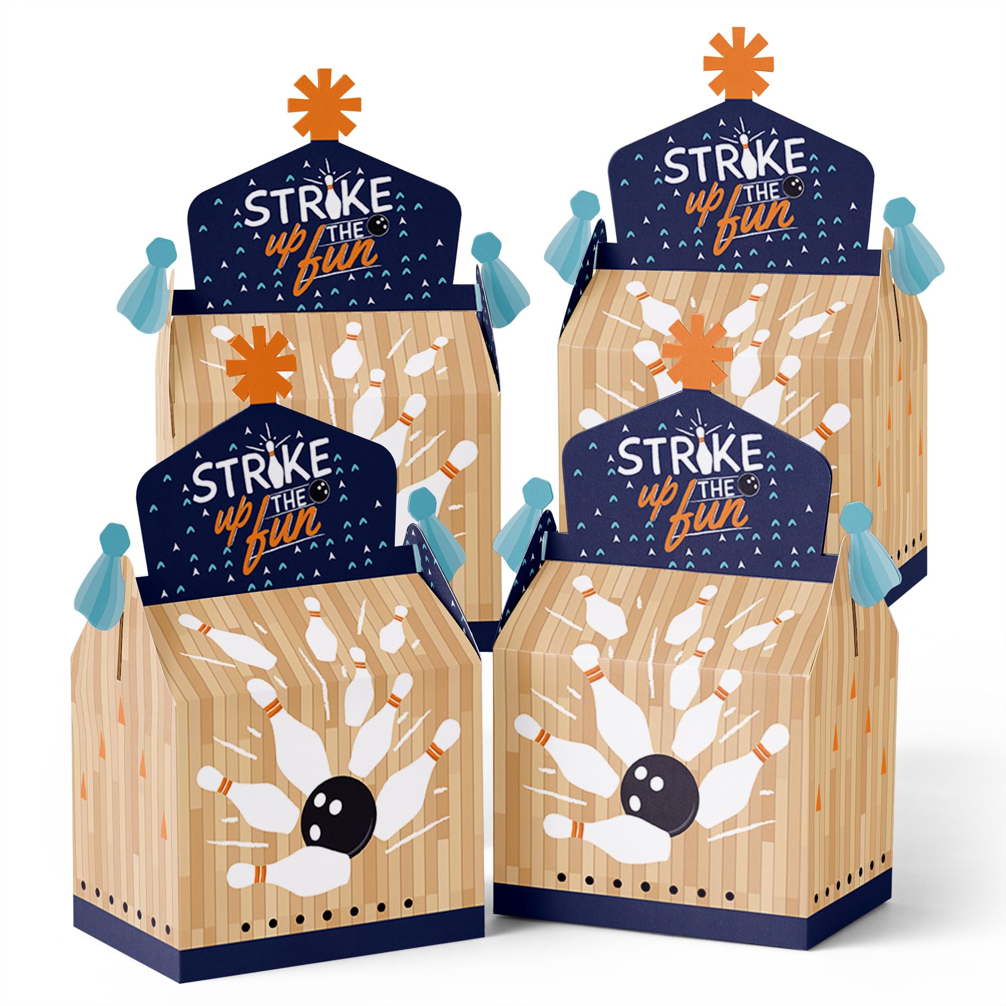 Strike Up the Fun - Bowling - Caja de golosinas para fiestas de cumpleaños o baby shower, juego de 12