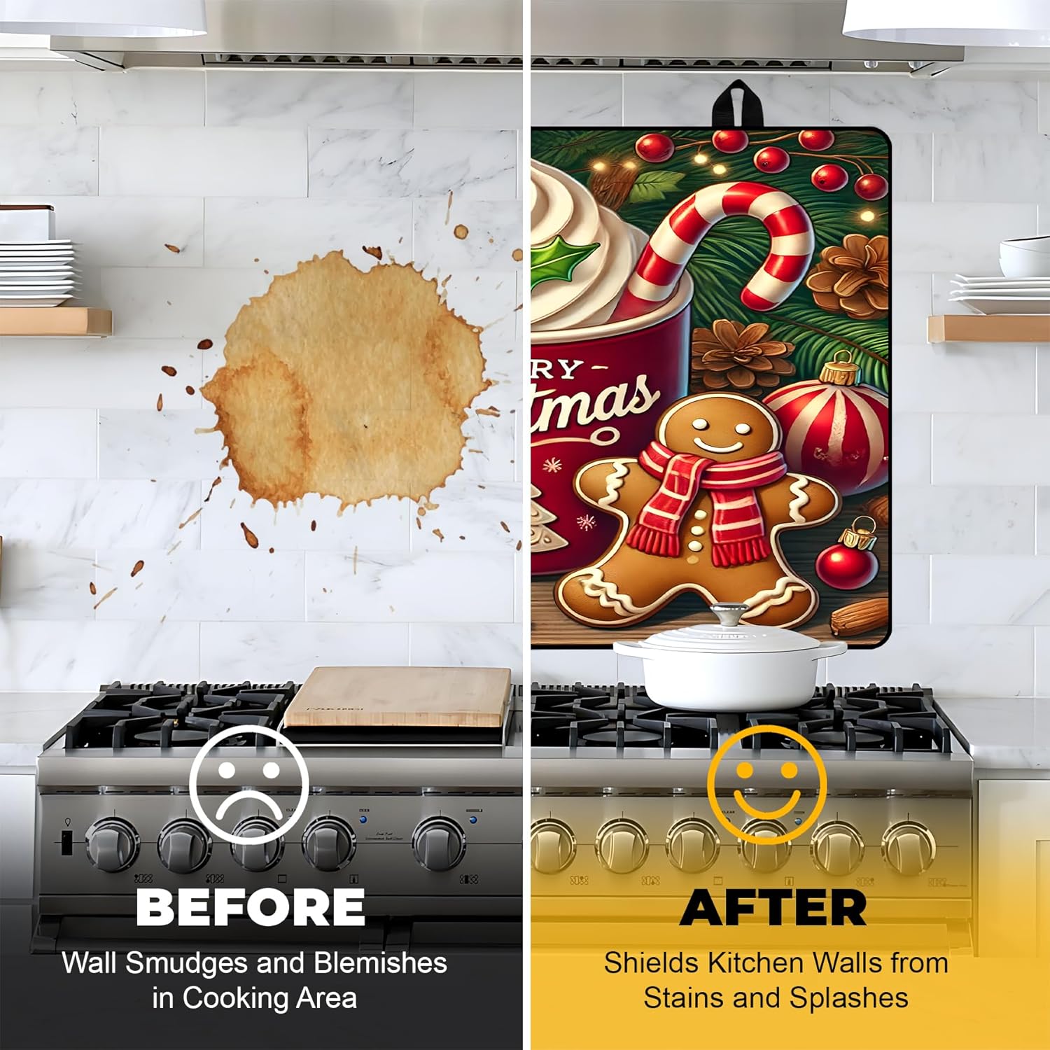 NYZE Christmas Stove Top Cover for Electric Stove,Glass Stove Top Cover,Heat Resistant Glass Cooktop Cover,Stovetop Protector, Kitchen Decor,Dish Drying Mats Cover for Washer Ceramic Top 28.5x20.5 in