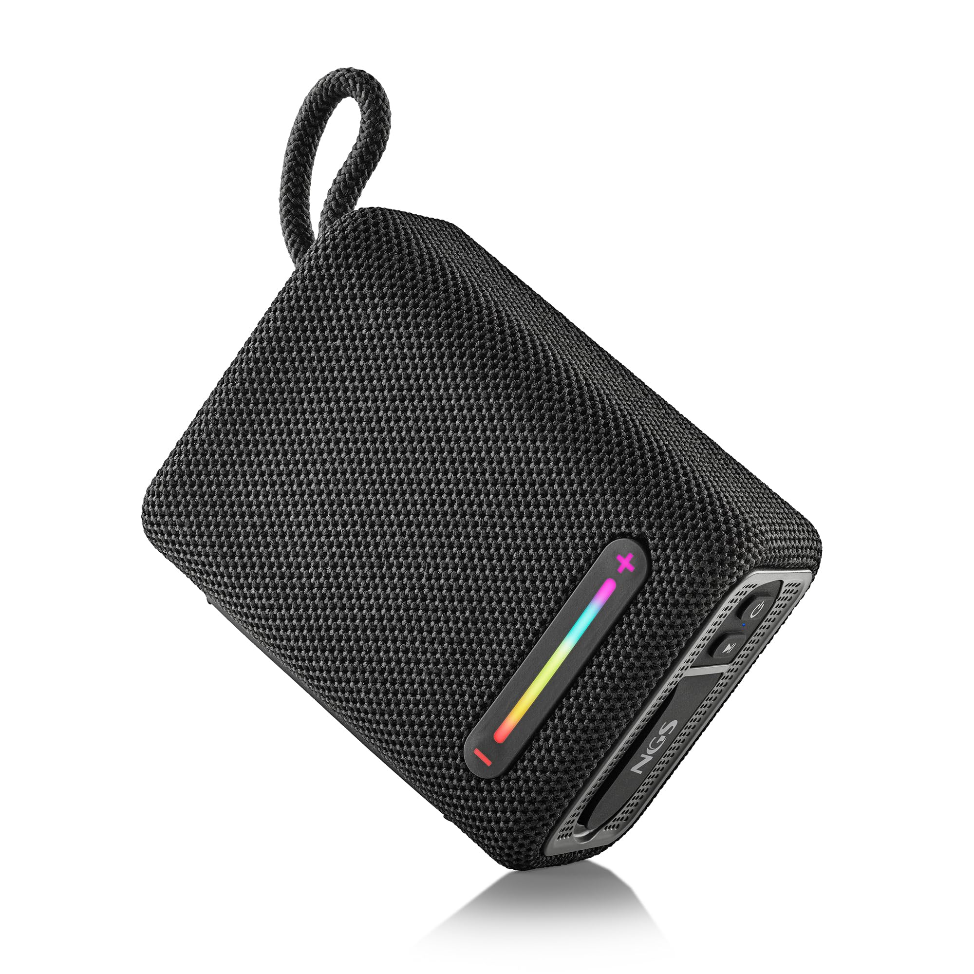 NGS Roller Fury 1 Black Portable Bluetooth 5.0 Speaker, 15 W, IPX6 Waterproof, RGB Lights, True Wireless TWS, USB, 9 Hour Battery, Black