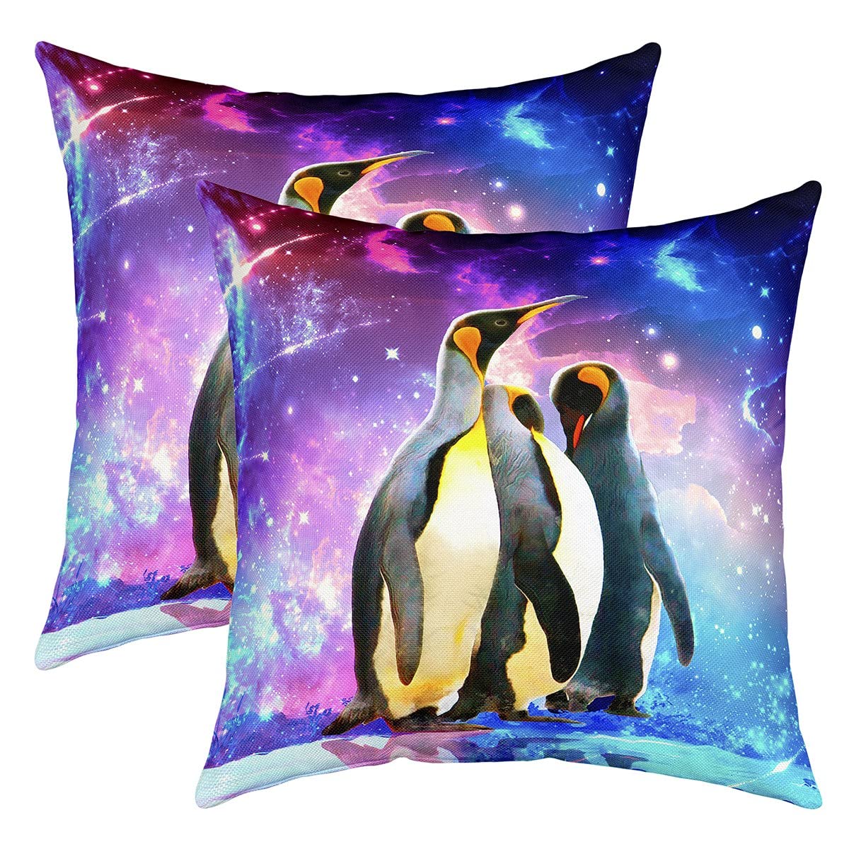 Cartoon Penguin Throw Pillow Covers 24"x24" Set of 2 Soft Funny Animal Printed Cushion Covers Pillow Cases For Sofa Bedroom Car Reversible Cute Polar Animal Pattern Decorative Throw Pillowcases — image 1