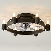 Vista 1 de Ceiling Fans with Lights, Low Profile Ceiling Fan with Light and Remote, 20" Flush Mount Ceiling Fan, 6 Wind Speeds,Timmer,farmhouse black ceiling