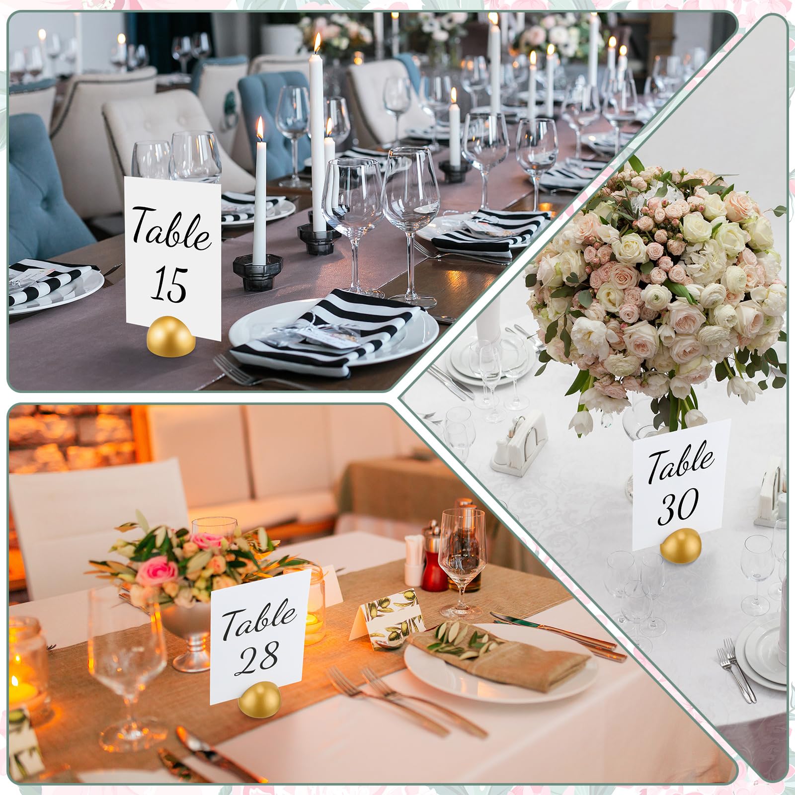 Queekay 30 Stück Hochzeitstischnummer 1-30 mit Ständern, 10.2x15.2 cm, Hochzeitssitztabelle für Hochzeitsempfang, Tafelaufsätze Dekorationen Event Party