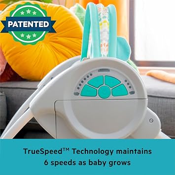 Bright Starts, Whimsical Wild Portable Compact Automatic Baby Swing with Music and Taggies, Removable Toy Bar with 2 Toys, Reclinable, 5 Point Harness, Newborn and up