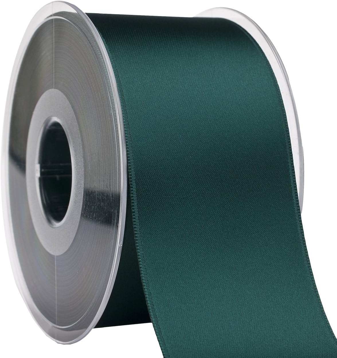 Morex Ribbon 03550/25-094 DF Swiss Satin Ribbon 2" X 27 YD Teal Ribbon for Gift Wrapping, Birthday Gift Cards, Satin Dress for Women, Silk Ribbons for Crafts, Wedding Gifts for Couple