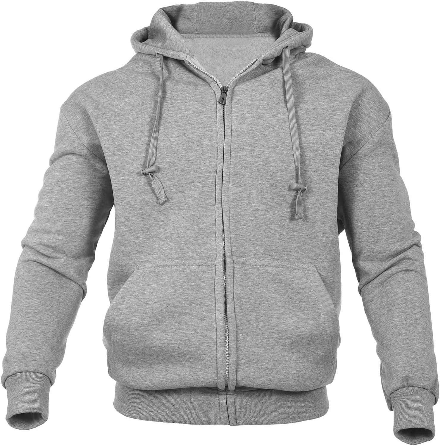 Mens Full Zip Fleece Hoodies Midweight Long Sleeve Drawstring Workout Gym Hooded Sweatshirt with Pockets - Image 2