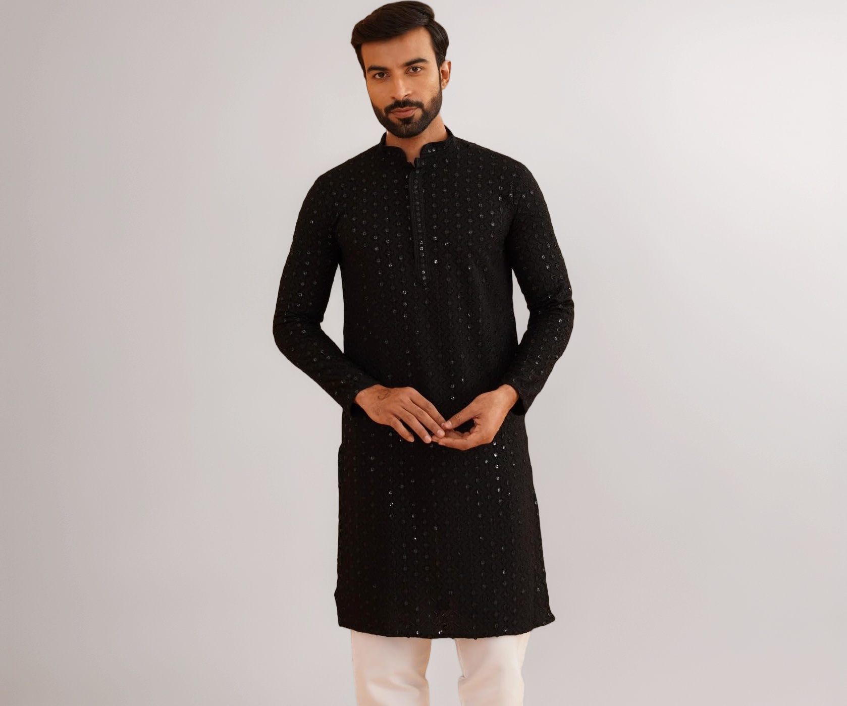 SOJANYA Premium Embellished Cotton Kurta with Sequin Detailing