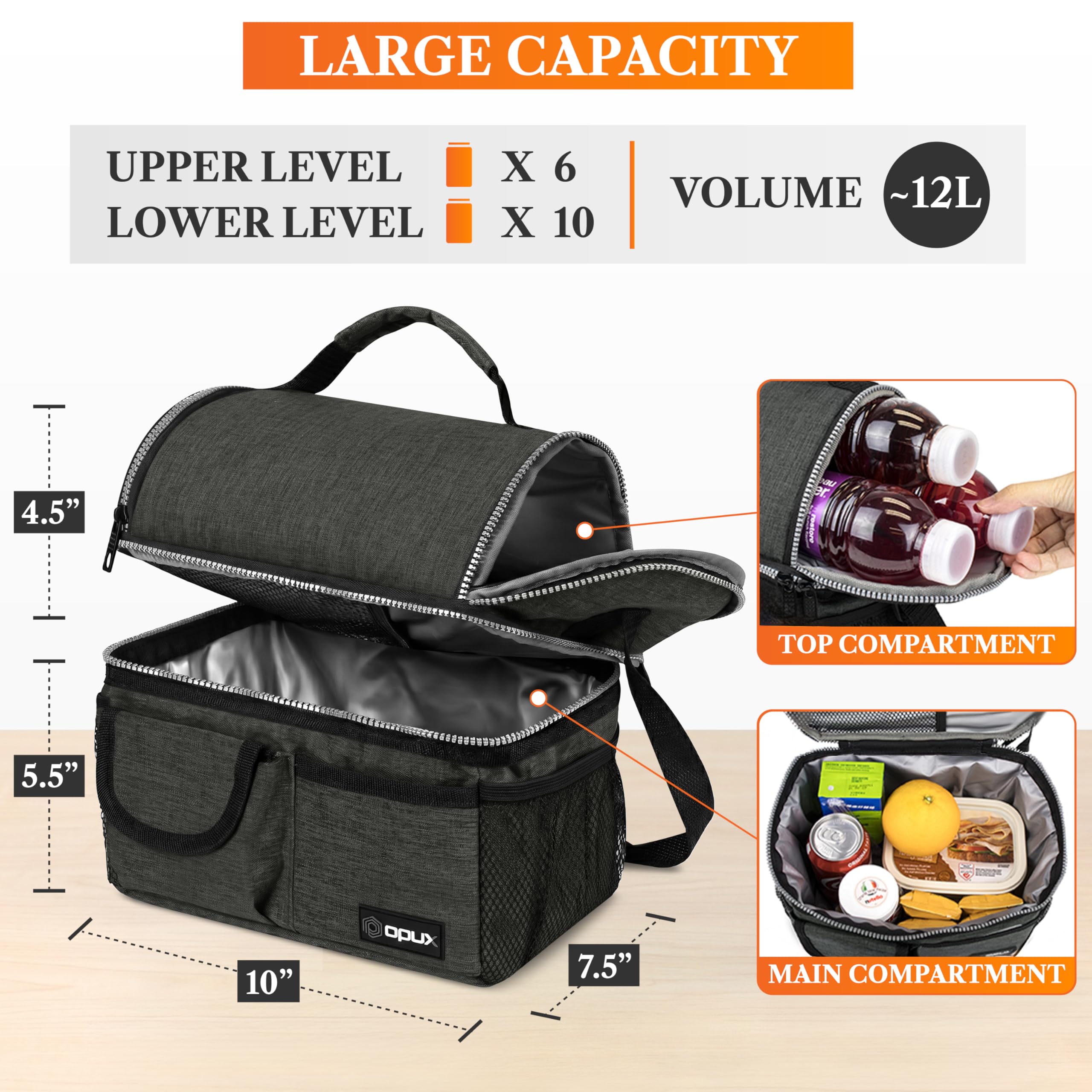 Amazon.com: opux Insulated Lunch Bag Women Men, Dual Compartment