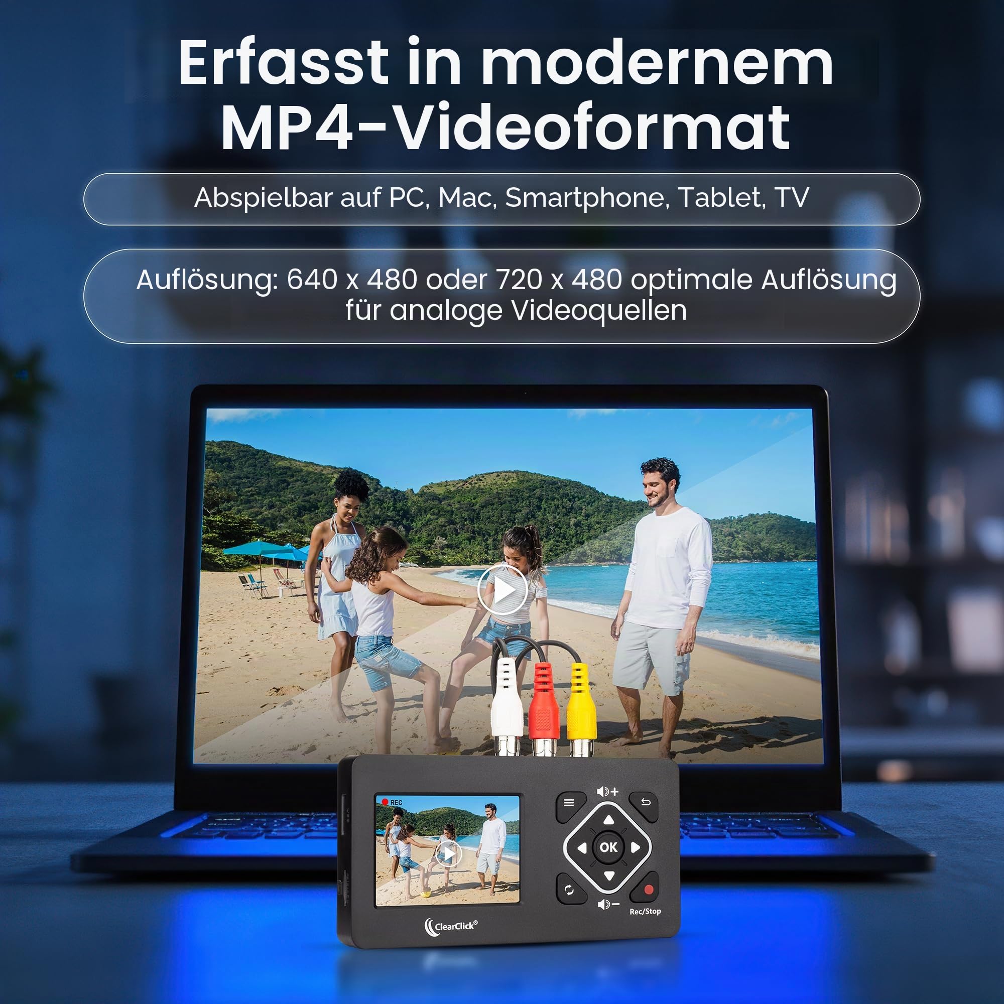 ClearClick Video-zu-Digital-Konverter 2.0 (zweite Generation) Mini-Edition – Aufnahme von Videos von Videorekordern, VHS-Bändern, AV, RCA, Hi8, Camcorder, DVD, Gaming-Systemen
