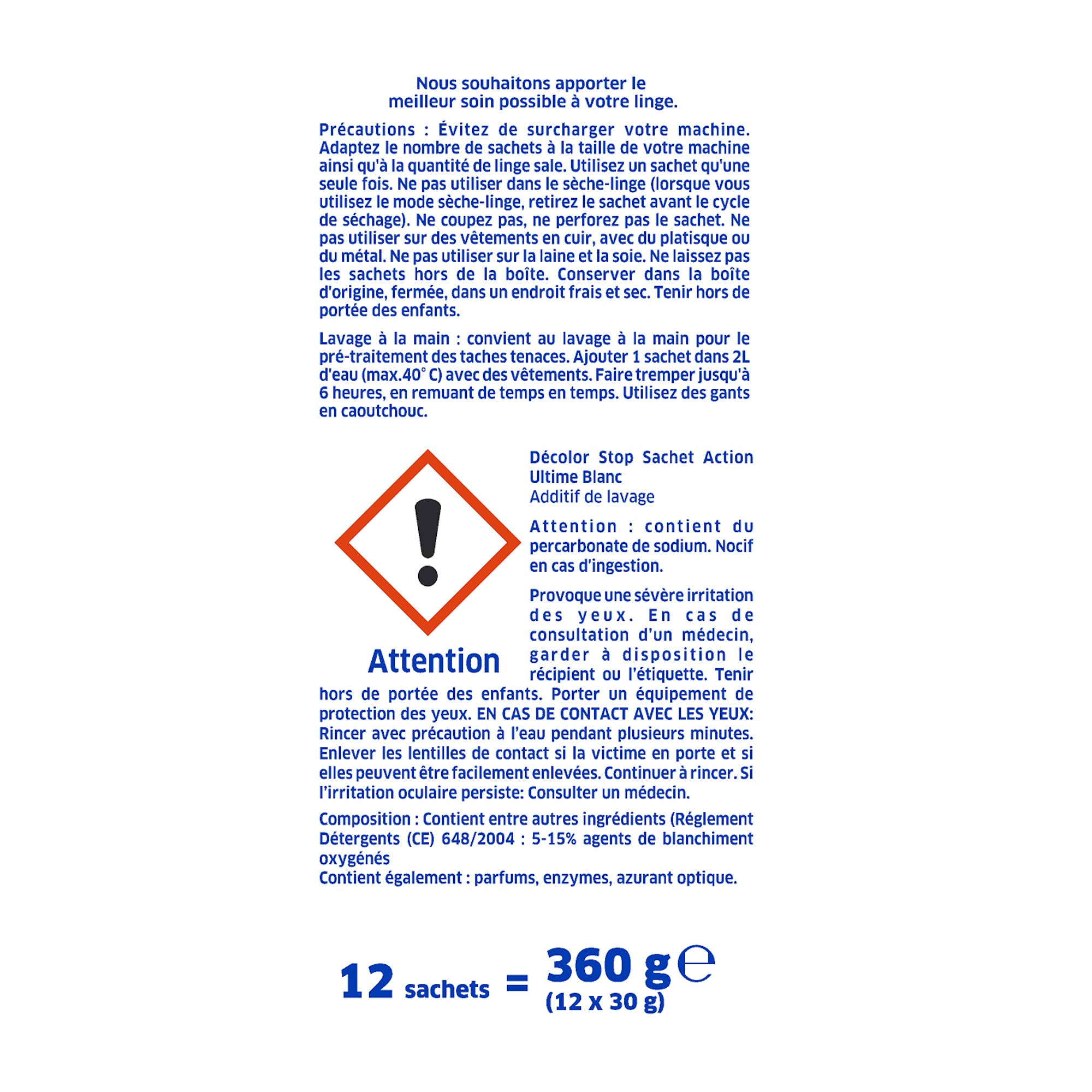 Miror Eau Ecarlate Sublim' Blanc Raviveur et Dètacheur 12 sachets