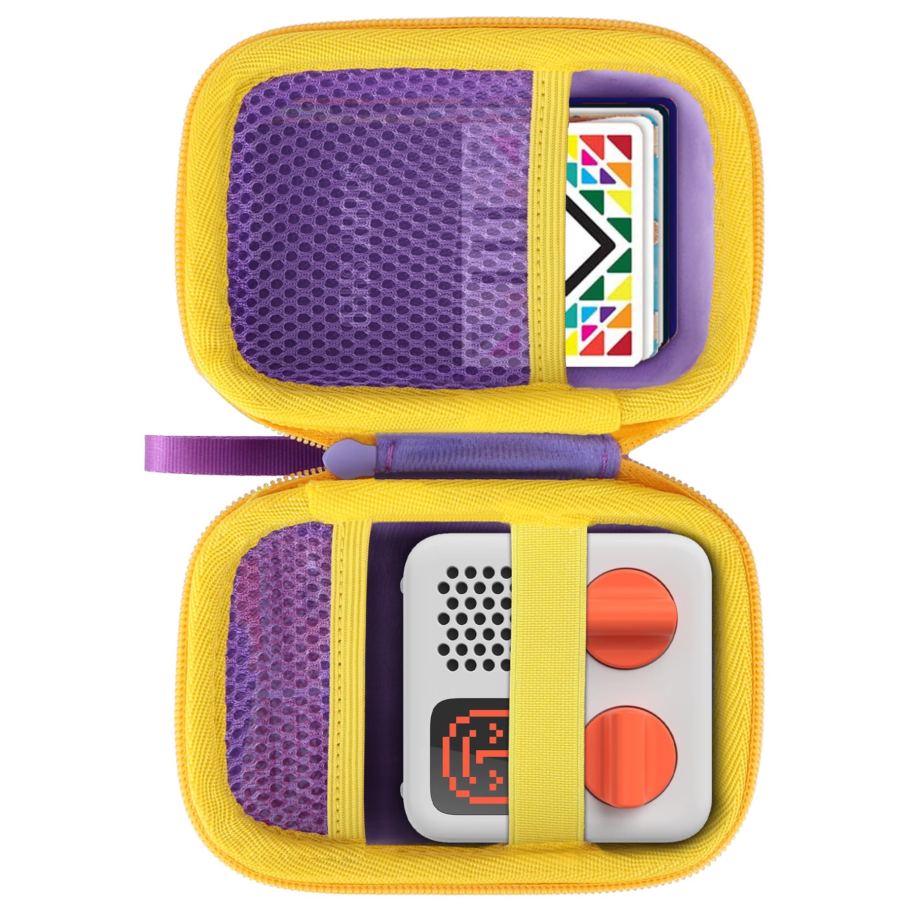 Peyyargo Storage Case Compatible with Yoto Mini Kids Audio Player Travel Device Plays Stories Music Podcast Radio Speaker (Purple + Yellow Zipper)